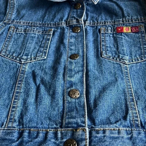 Floral Embroidered Girl’s Jeans Denim Snap Jacket + Cotton Dress Size 6 Set - Picture 11 of 16